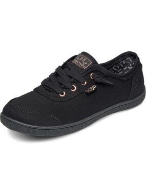 Women's Black/Black Flexible Outsole Machine Memory Footbed Bobs B Cute Sneaker